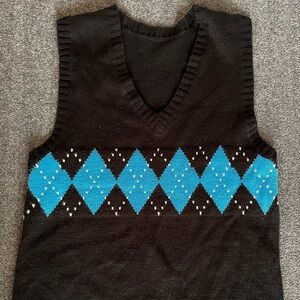 Women’s  Argyle Tennis Prep Sweater Vest Size M Old Money Preppy